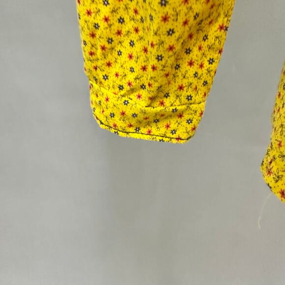 Vintage‎ 70s yellow twill floral print button up long sleeve top Size Small - Picture 11 of 16
